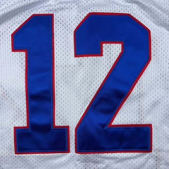 VTG Buffalo Bills Jersey Men 54 White Jim Kelly Mitchell Ness Super Bowl NFL NEW - Picture 8 of 16